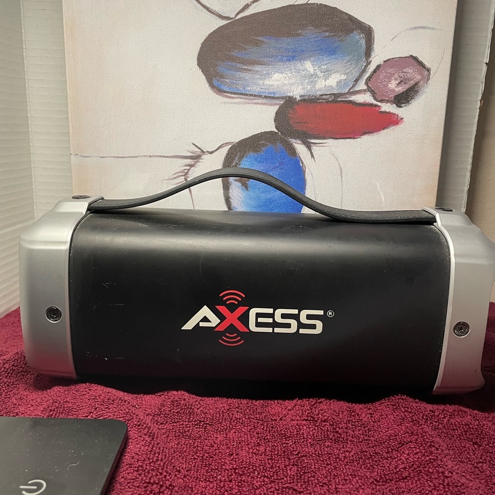 Axess Black and Silver Portable Speaker